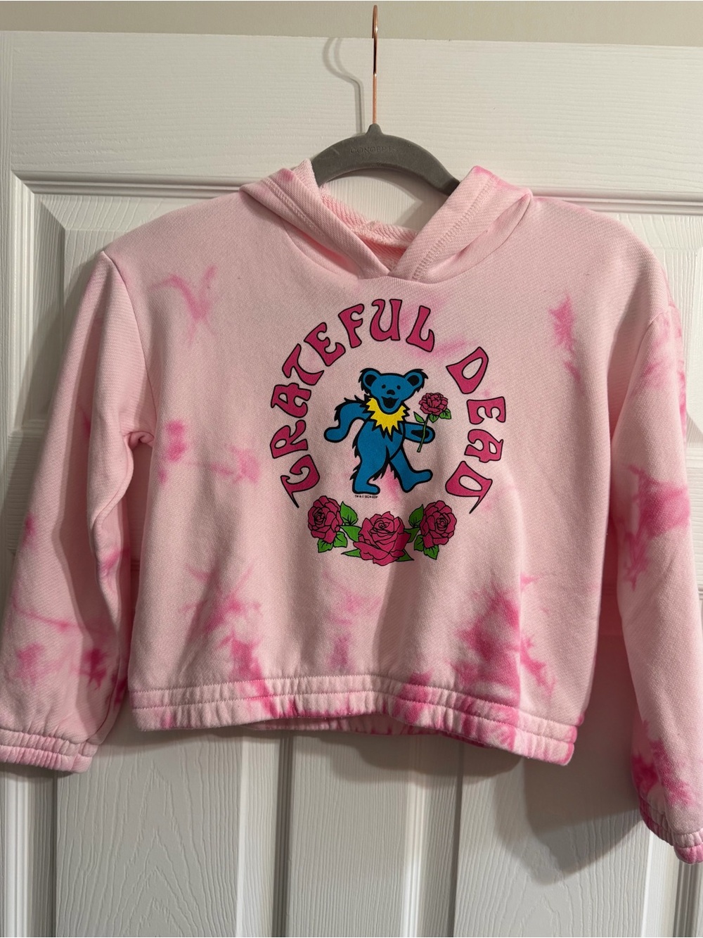 Chaser Kids Pink Tie-Dye Grateful Dead Cropped Hoodie